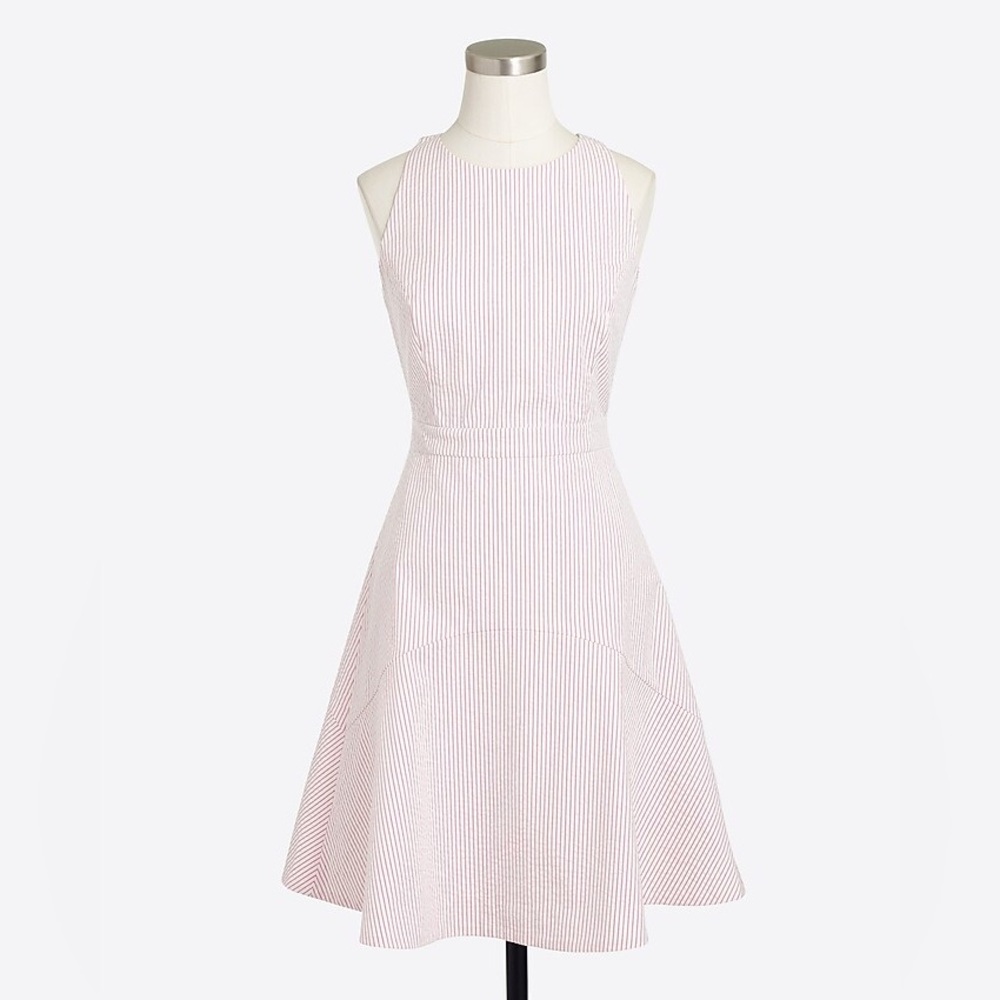 J.Crew Striped Seersucker Dress Ivory/Fuchsia BNWT Women’s Size 4